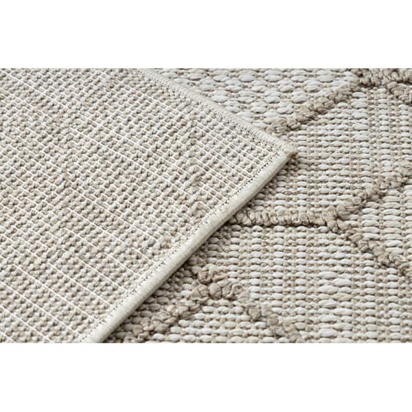 Tæppe JERSEY 19231 beige - Geometrisk strukturell, loop BOHO, 120x170 cm
