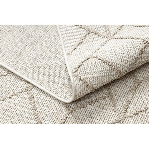 Tæppe JERSEY 19231 beige - Geometrisk strukturell, loop BOHO, 120x170 cm