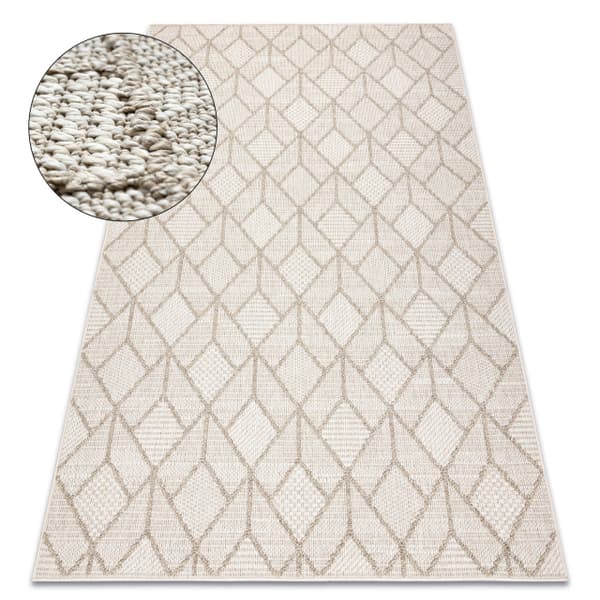 Matta JERSEY 19231 beige - Geometrisk strukturell, loop BOHO, 240x330 cm
