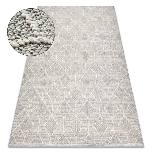 Matta JERSEY 19231 grå - Geometrisk strukturell, loop BOHO, 200x290 cm