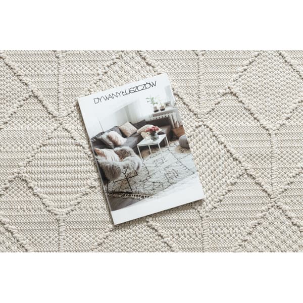 Matta JERSEY 19231 grädde - Geometrisk strukturell, loop BOHO, 140x190 cm