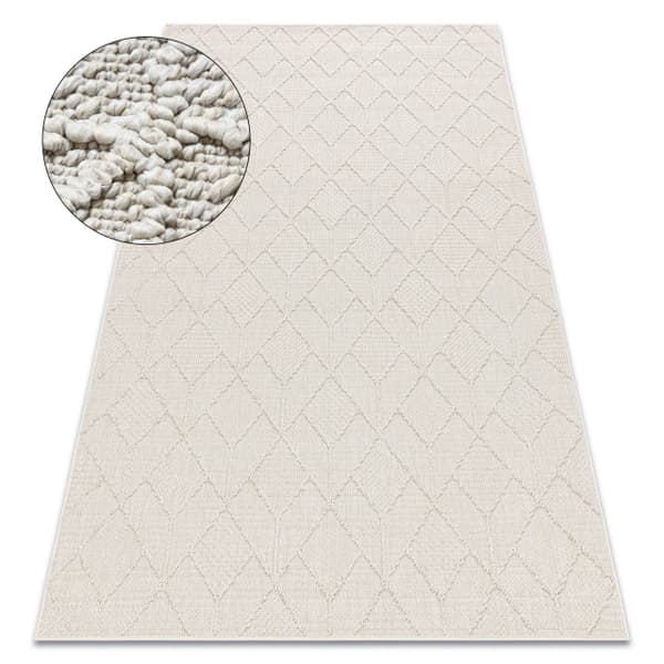 Matto JERSEY 19231 creme - Geometrinen rakenne, silmukka BOHO, 200x290 cm
