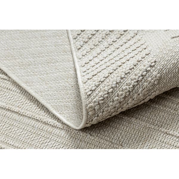 Matta JERSEY 19241 grädde - Ram, Linjer strukturell, loop BOHO, 240x330 cm