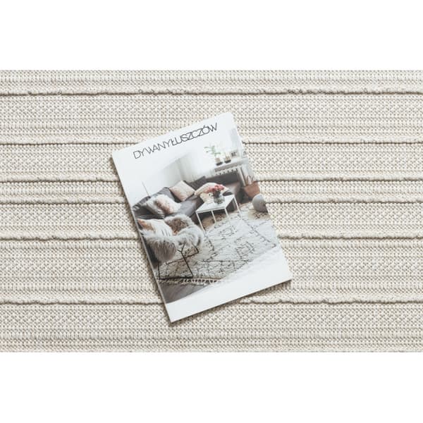 Matta JERSEY 19241 grädde - Ram, Linjer strukturell, loop BOHO, 240x330 cm