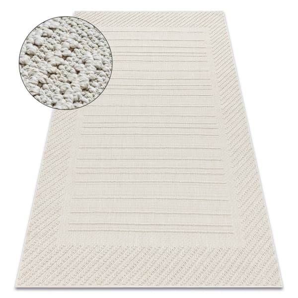 Matta JERSEY 19241 grädde - Ram, Linjer strukturell, loop BOHO, 240x330 cm