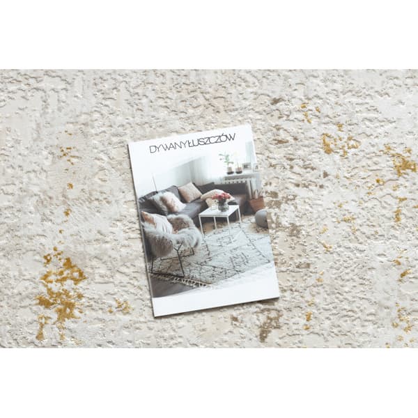 Modern matta DUKE 51546 kräm / guld - Vintage, strukturerad, mycket mjuk, fransar, 120x170 cm