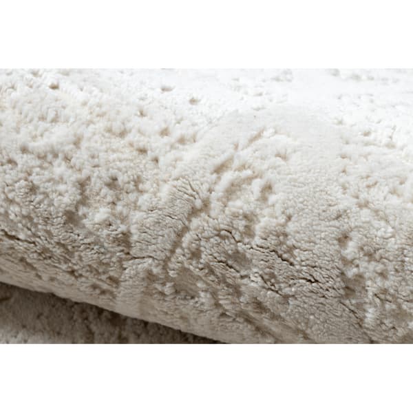 Modern matta DUKE 51533 kräm - Geometrisk, strukturerad, mycket mjuk, fransar, 180x270 cm
