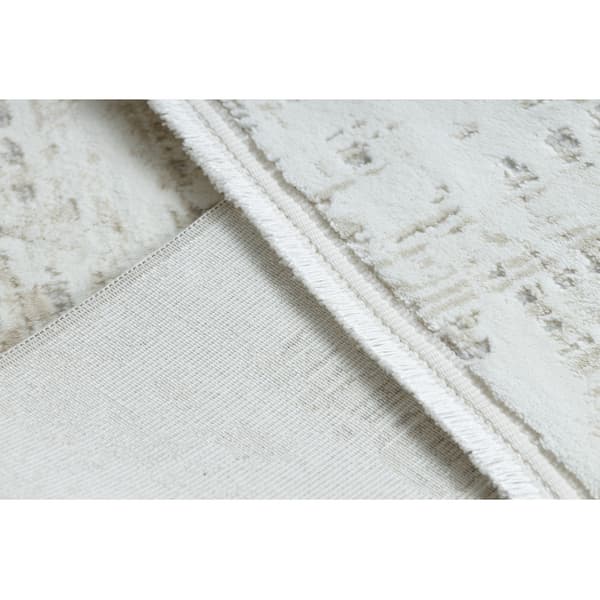 Modern matta DUKE 51374 kräm - Vintage, strukturerad, mycket mjuk, fransar, 80x150 cm