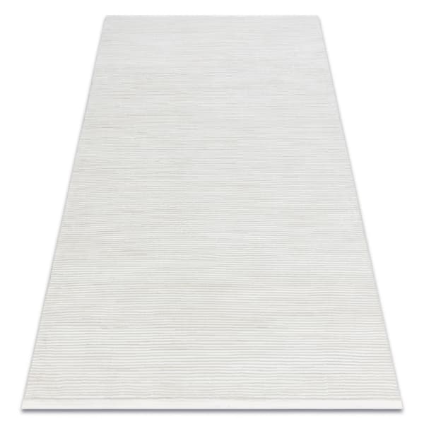 Modern matta DUKE 51376 kräm - Rändervit, strukturerad, mycket mjuk, fransar, 200x290 cm