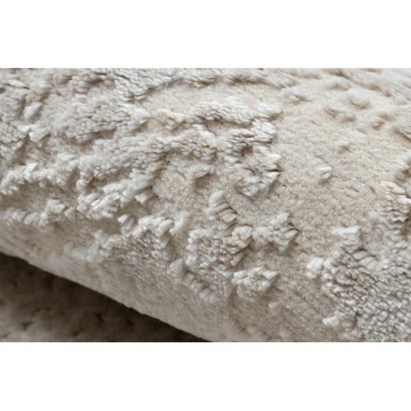 Moderne tæppe DUKE 51541 creme - Geometrisk, struktureret, meget blød, frynser, 80x150 cm