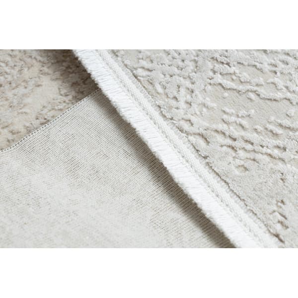Modern matta DUKE 51541 kräm - Geometrisk, strukturerad, mycket mjuk, fransar, 200x290 cm
