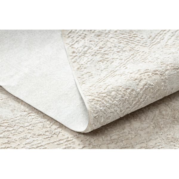 Modern matta DUKE 51541 kräm - Geometrisk, strukturerad, mycket mjuk, fransar, 200x290 cm