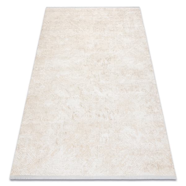 Modern matta DUKE 51541 kräm - Geometrisk, strukturerad, mycket mjuk, fransar, 200x290 cm