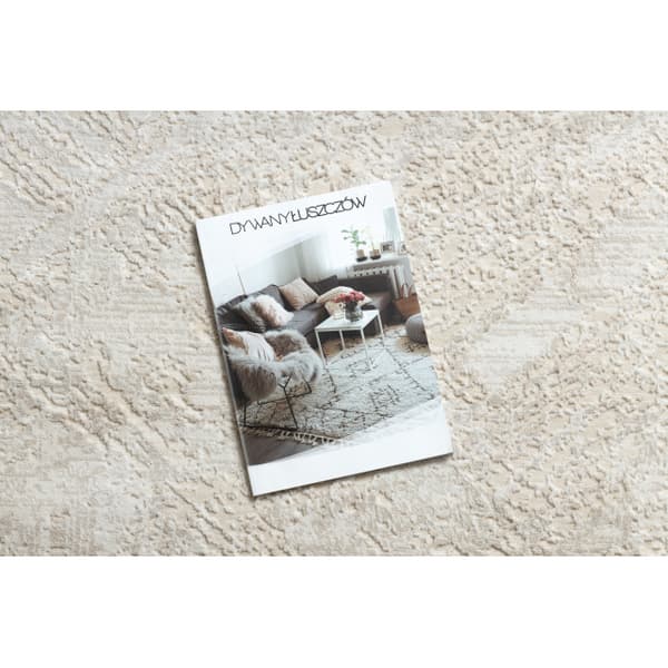 Modern matta DUKE 51541 kräm - Geometrisk, strukturerad, mycket mjuk, fransar, 280x370 cm