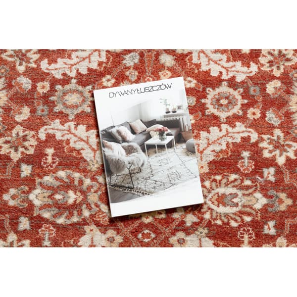 Uldtæppe LEGEND 468 16 GB301 OSTA - Blomster, stel, eksklusiv beige / rød, 160x230 cm