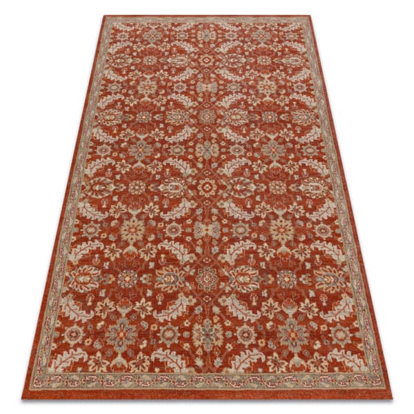 Uldtæppe LEGEND 468 16 GB301 OSTA - Blomster, stel, eksklusiv beige / rød, 160x230 cm
