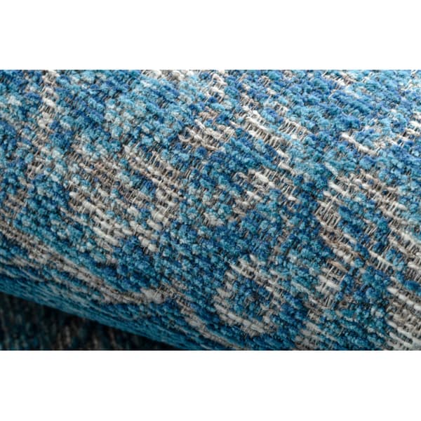 Uldtæppe ANTIGUA 518 76 JW500 OSTA - Ornament fladvævet sininen, 170x240 cm
