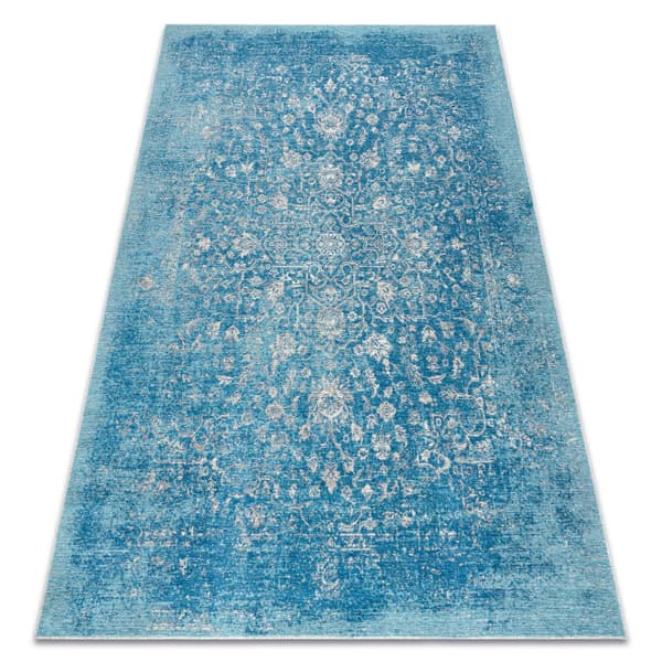 Uldtæppe ANTIGUA 518 76 JW500 OSTA - Ornament fladvævet sininen, 170x240 cm