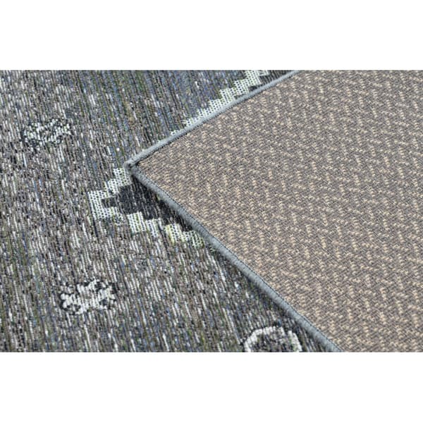 Uldtæppe ANTIGUA 518 76 XX033 OSTA - Roset, stel, fladvævet mørkgrå, 170x240 cm