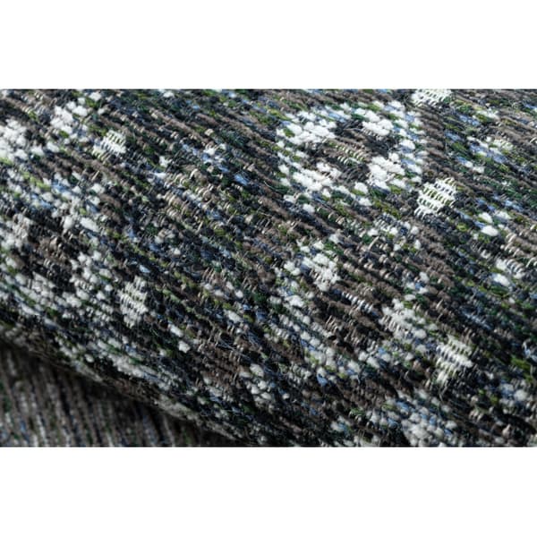 Uldtæppe ANTIGUA 518 76 XX033 OSTA - Roset, stel, fladvævet mørkgrå, 170x240 cm