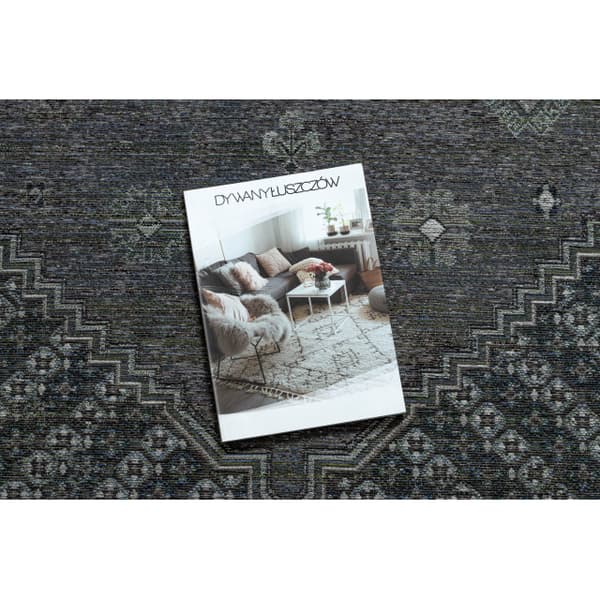 Uldtæppe ANTIGUA 518 76 XX033 OSTA - Roset, stel, fladvævet mørkgrå, 170x240 cm