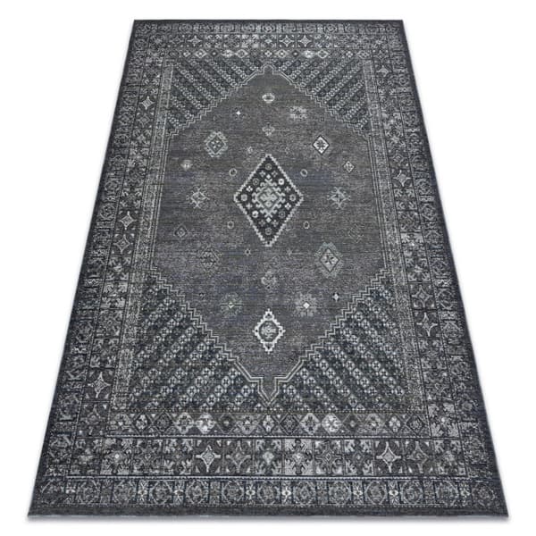 Uldtæppe ANTIGUA 518 76 XX033 OSTA - Roset, stel, fladvævet mørkgrå, 170x240 cm