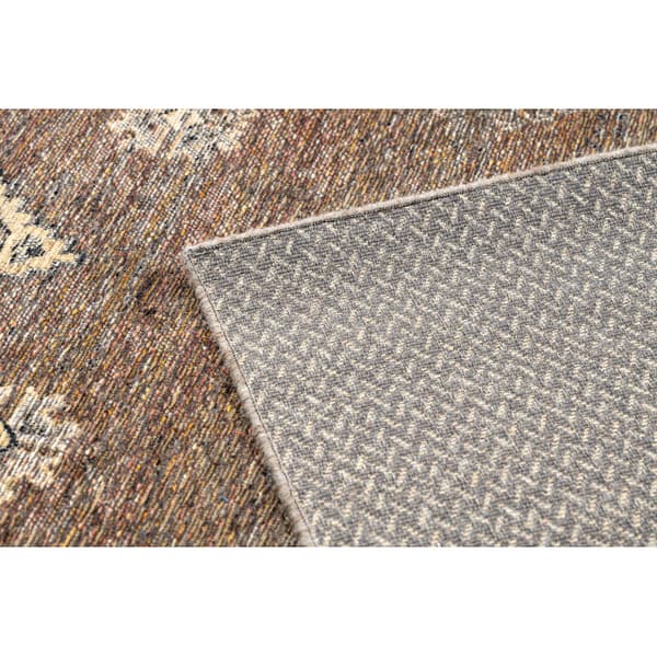Uldtæppe ANTIGUA 518 77 JF300 OSTA - Roset, stel, fladvævet brun, 170x240 cm