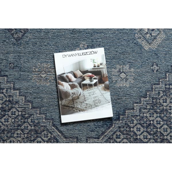 Uldtæppe ANTIGUA 518 76 KB500 OSTA - Roset, stel, fladvævet grå / sininen , 170x240 cm