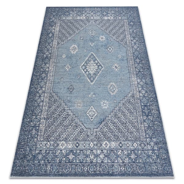 Uldtæppe ANTIGUA 518 76 KB500 OSTA - Roset, stel, fladvævet grå / sininen , 170x240 cm