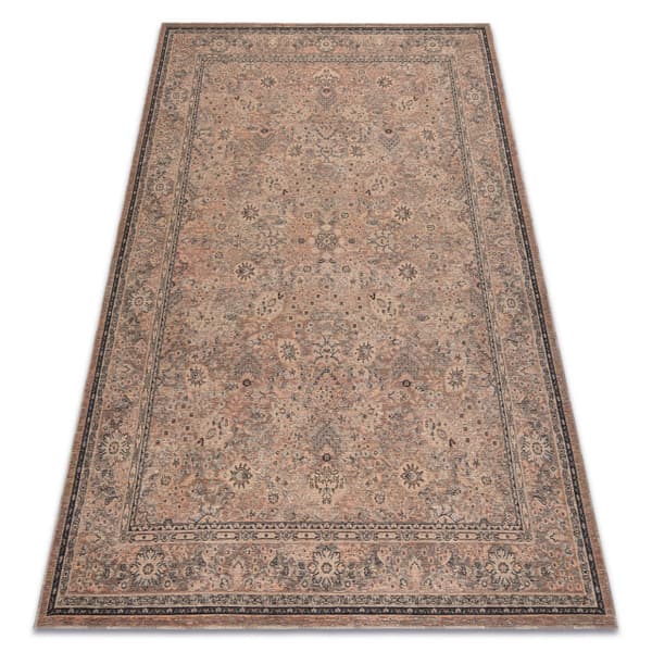 Uldtæppe ANTIGUA 518 74 JF300 OSTA - Blomster, stel, fladvævet beige, 170x240 cm