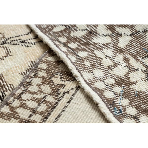 KÄSINSOLUTU villamatto Vintage 10313, ornamentti, kukat - beige / vihreä, 160x261 cm
