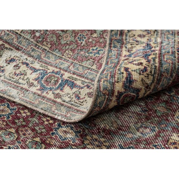 KÄSINSOLUTU villamatto Vintage 10009, runko, kukat - punainen / sininen, 144x215 cm