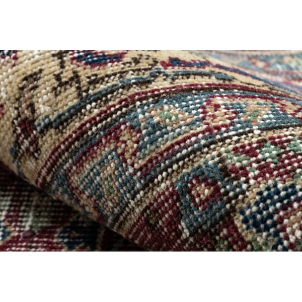 KÄSINSOLUTU villamatto Vintage 10009, runko, kukat - punainen / sininen, 144x215 cm