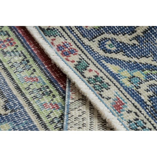 KÄSINSOLUTU villamatto Vintage 10525, ornamentti, kukat - punainen / sininen, 175x280 cm