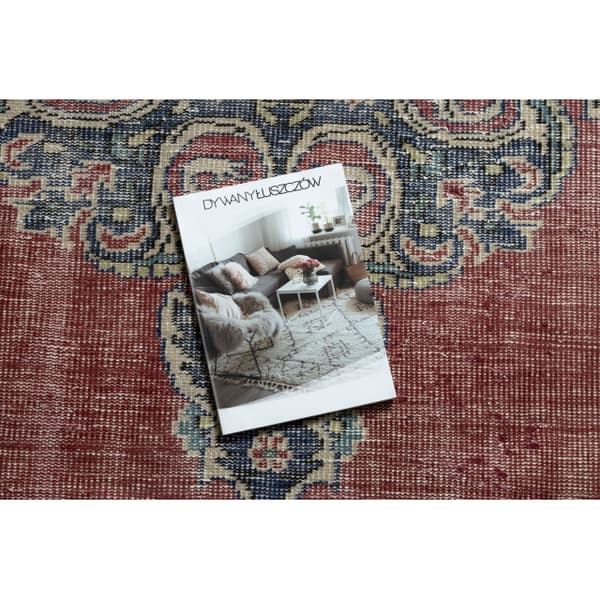 KÄSINSOLUTU villamatto Vintage 10525, ornamentti, kukat - punainen / sininen, 175x280 cm