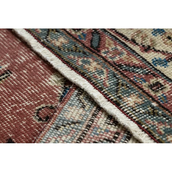 KÄSINSOLUTU villamatto Vintage 10175, kehys, ornamentti - beige / punainen, 172x272 cm
