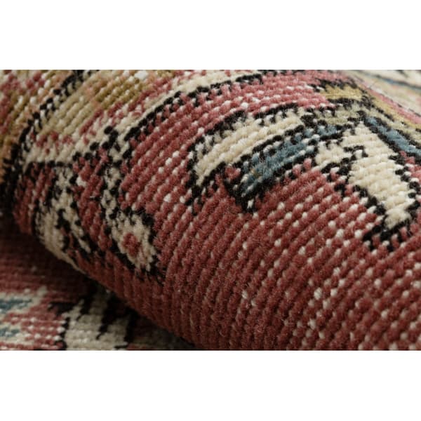 KÄSINSOLUTU villamatto Vintage 10175, kehys, ornamentti - beige / punainen, 172x272 cm