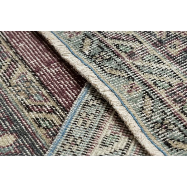 KÄSINSOLUTU villamatto Vintage 10169, kehys, ornamentti - sininen / punainen, 163x266 cm
