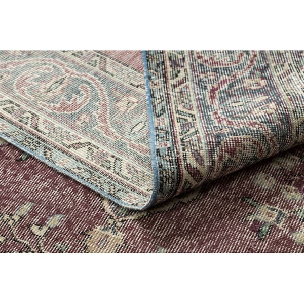 KÄSINSOLUTU villamatto Vintage 10169, kehys, ornamentti - sininen / punainen, 163x266 cm