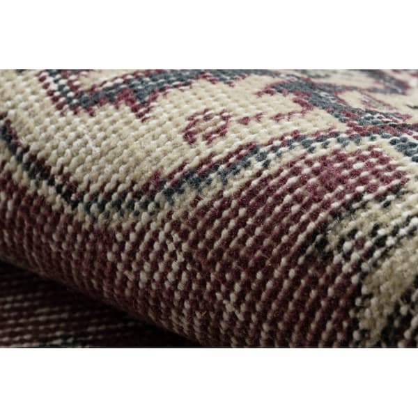KÄSINSOLUTU villamatto Vintage 10169, kehys, ornamentti - sininen / punainen, 163x266 cm