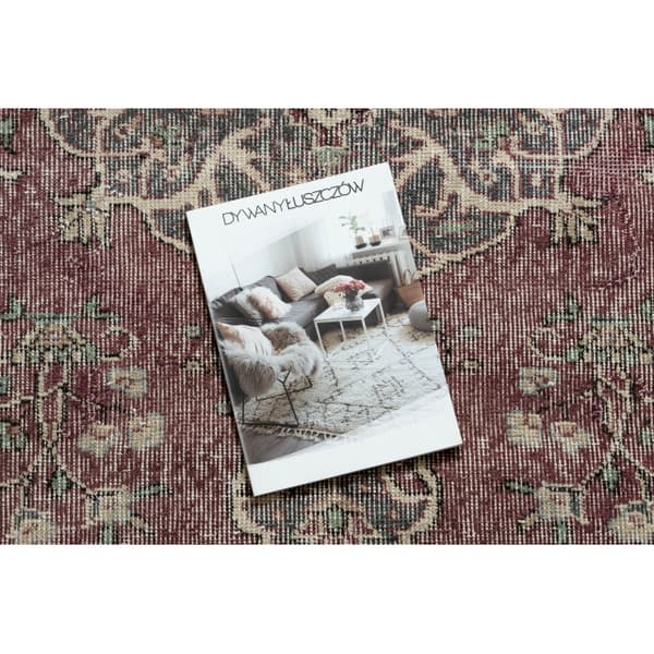 KÄSINSOLUTU villamatto Vintage 10169, kehys, ornamentti - sininen / punainen, 163x266 cm