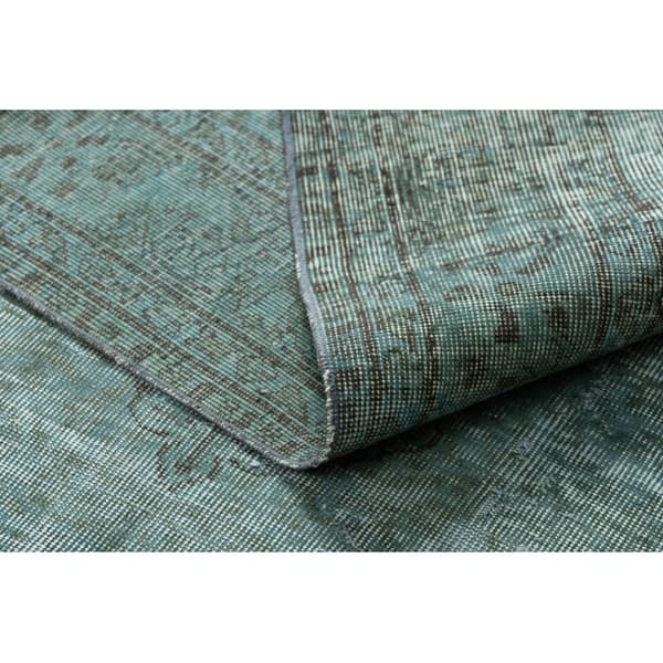KÄSINSOLUTU villamatto Vintage 10494, kehys, ornamentti - vihreä, 161x264 cm
