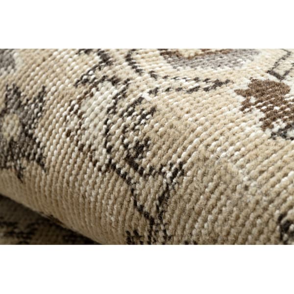 KÄSINSOLUTU villamatto Vintage 10311, kehys, ornamentti - beige, 195x320 cm