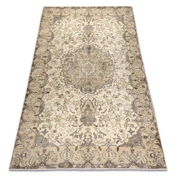 KÄSINSOLUTU villamatto Vintage 10311, kehys, ornamentti - beige, 195x320 cm