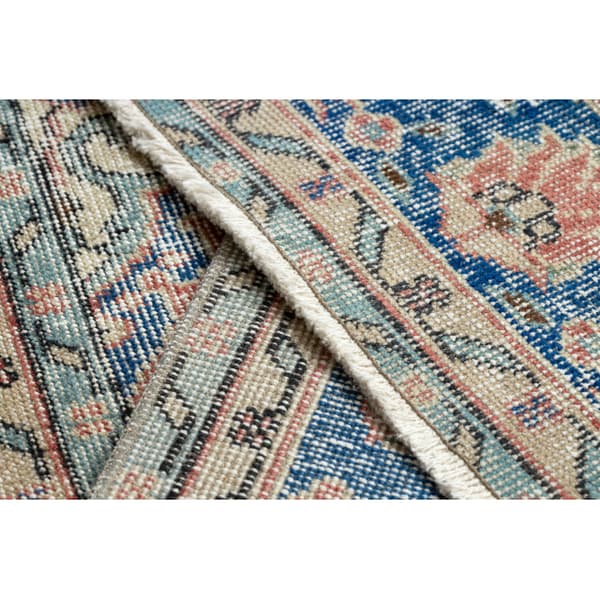 KÄSINSOLUTU villamatto Vintage 10488, kehys, ornamentti - sininen / punainen, 212x320 cm