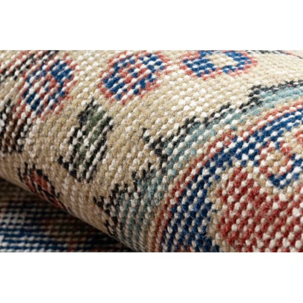 KÄSINSOLUTU villamatto Vintage 10488, kehys, ornamentti - sininen / punainen, 212x320 cm