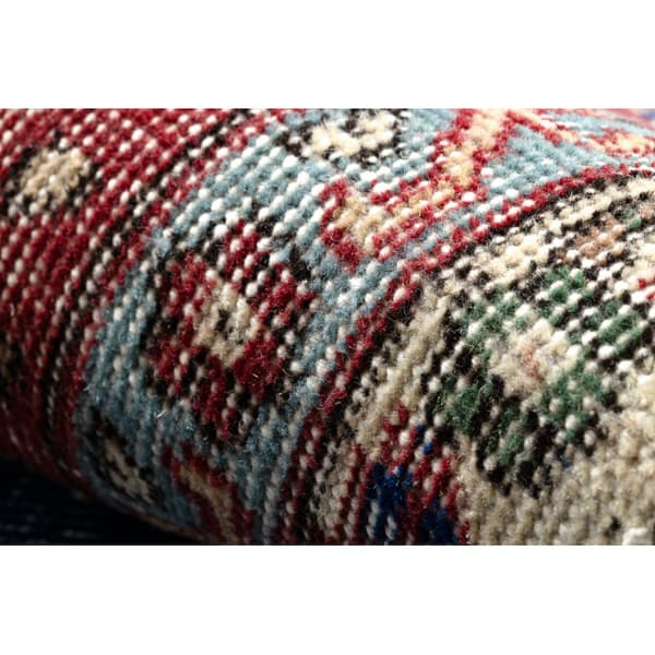 KÄSINSOLUTU villamatto Vintage 10532, kehys, ornamentti - klaretti / sininen, 200x307 cm