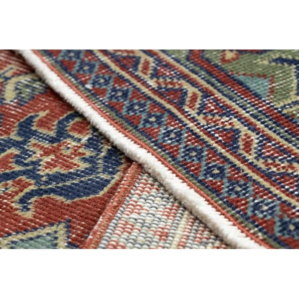 KÄSINSOLUTU villamatto Vintage 10267, runko, kukat - punainen / vihreä, 135x241 cm