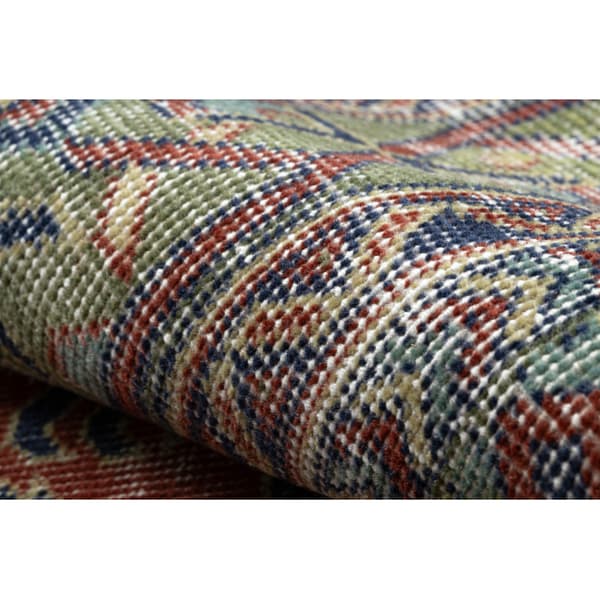 KÄSINSOLUTU villamatto Vintage 10267, runko, kukat - punainen / vihreä, 135x241 cm