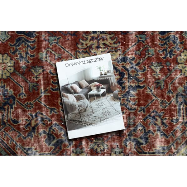 KÄSINSOLUTU villamatto Vintage 10267, runko, kukat - punainen / vihreä, 135x241 cm